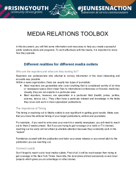 #RisingYouth Media Relations Toolbox