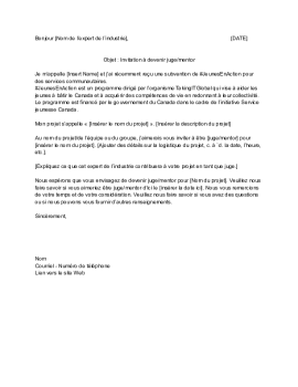 Invitation à devenir juge/mentor