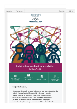 Bulletin de nouvelles #JeunesEnAction: Édition Août 2021